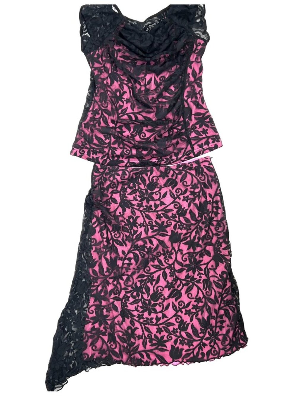 Vintage Bellessa Lace Asymmetrical Skirt & Top SET
